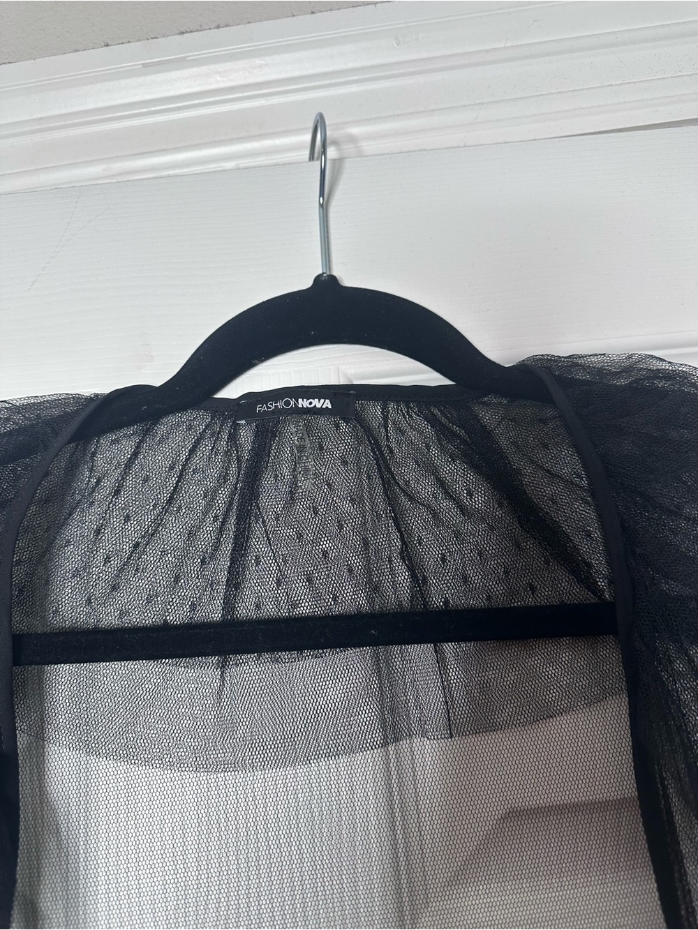 Sheer Ruffled Lace Long Robe/Duster - Black - Picture 7 of 9